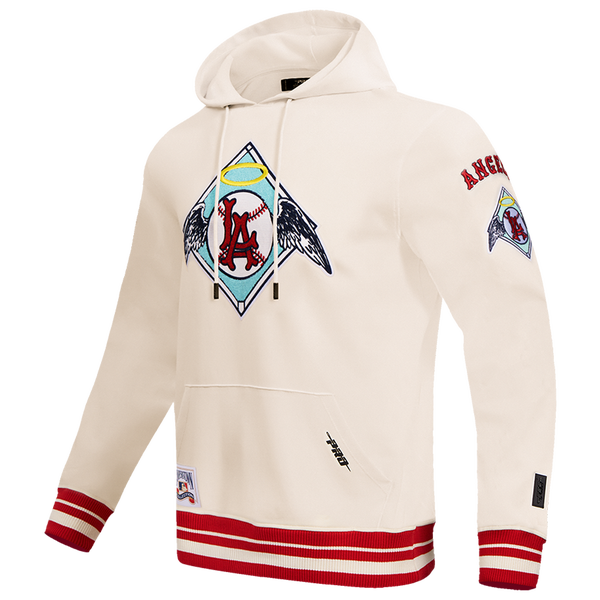 Pro Standard ANGELS RETRO CLASSIC FLC PO HOODIE - Men's - Eggshell/Red - Image 3