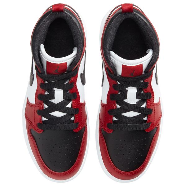 Jordan AJ 1 Mid - Boys' Preschool - Black/Gym Red/Black - Image 5