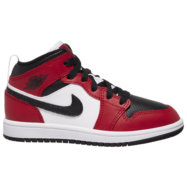 Jordan AJ 1 Mid - Boys' Preschool - Black/Gym Red/Black - Image 7