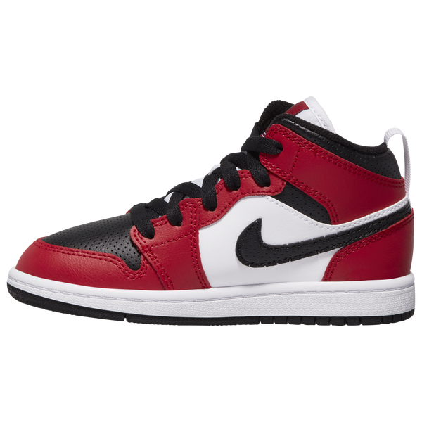 Jordan AJ 1 Mid - Boys' Preschool - Black/Gym Red/Black - Image 8