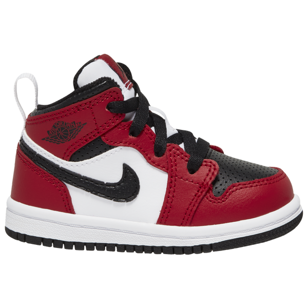 Jordan AJ 1 Mid - Boys' Toddler - Black/Gym Red/Black