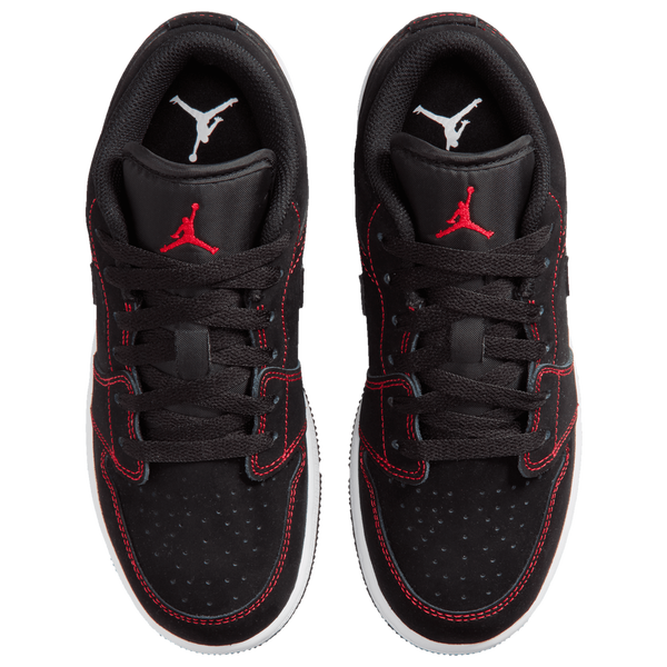 Jordan AJ 1 Low - Boys' Grade School - Black/University Red/White - Image 4