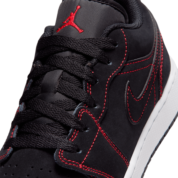 Jordan AJ 1 Low - Boys' Grade School - Black/University Red/White - Image 7