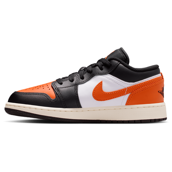 Jordan AJ 1 Low - Boys' Grade School - Sail/Starfish/Black - Image 2