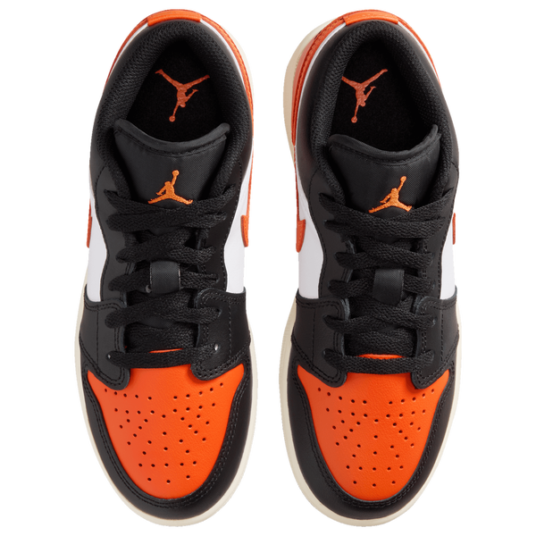Jordan AJ 1 Low - Boys' Grade School - Sail/Starfish/Black - Image 4