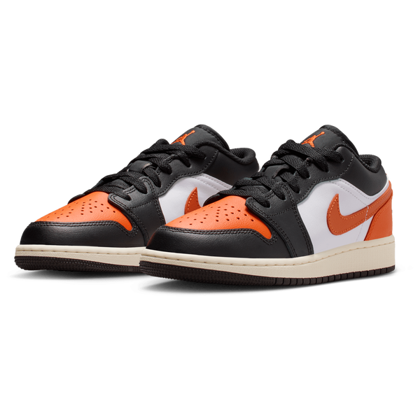 Jordan AJ 1 Low - Boys' Grade School - Sail/Starfish/Black - Image 6