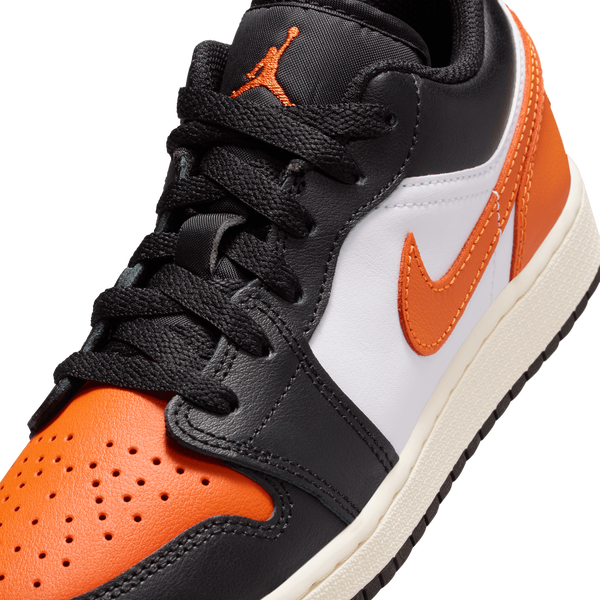 Jordan AJ 1 Low - Boys' Grade School - Sail/Starfish/Black - Image 7