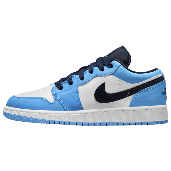 Jordan AJ 1 Low - Boys' Grade School - Dk Powder Blue/Obsidian/White - Image 2