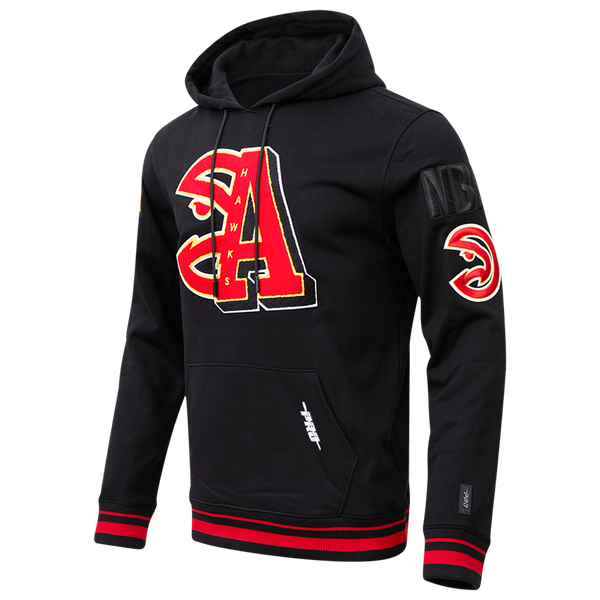Pro Standard HAWKS MASH UP RIB FLC PO HOODIE - Men's - Red/Black/Black - Image 3