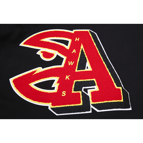 Pro Standard HAWKS MASH UP RIB FLC PO HOODIE - Men's - Red/Black/Black - Image 5
