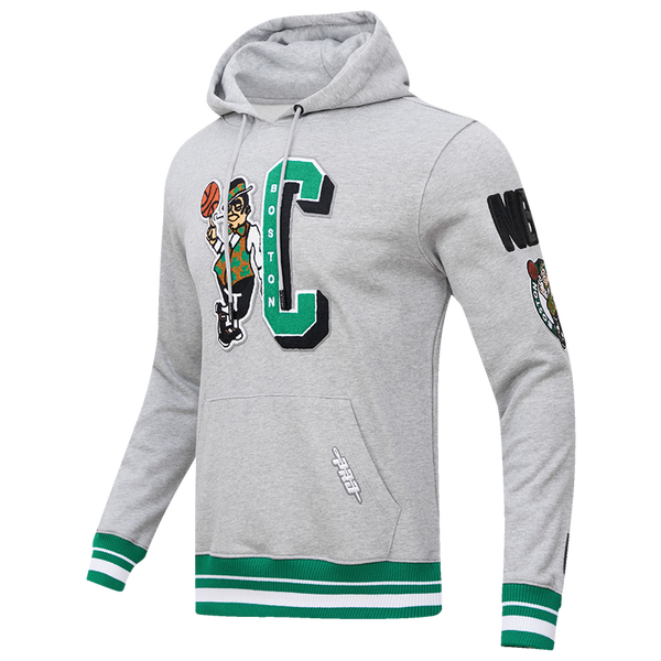 Pro Standard CELTICS MASH UP RIB FLC PO HOODIE - Men's - Heather Grey/Green - Image 3
