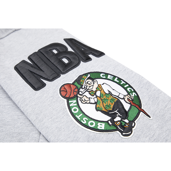 Pro Standard CELTICS MASH UP RIB FLC PO HOODIE - Men's - Heather Grey/Green - Image 6