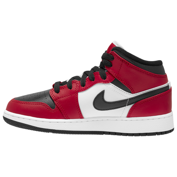 Jordan AJ 1 Mid - Boys' Grade School - Black/Black/Gym Red - Image 2
