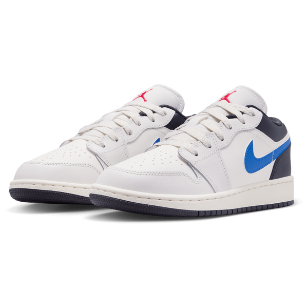 Jordan AJ 1 Low - Boys' Grade School - Gray/Blue - Image 6