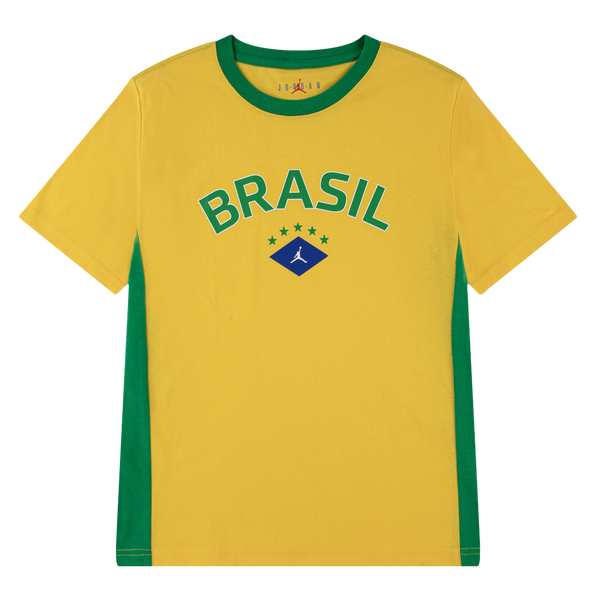 Jordan Brasil Kids Short Sleeve T-Shirt - Boys' Grade School - Yellow/Green