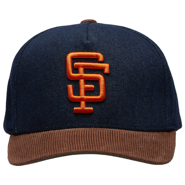 Mitchell & Ness Giants Denim Cord Pro Pinch Cap - Adult - Navy/Brown - Image 2