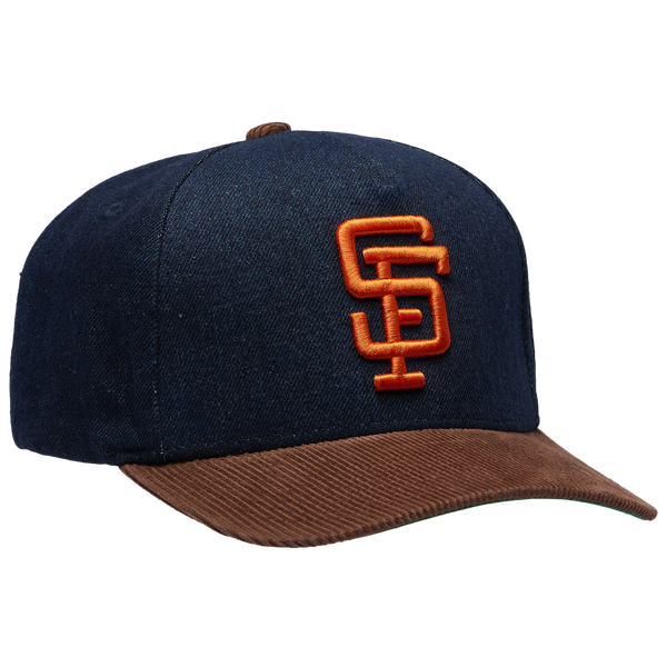 Mitchell & Ness Giants Denim Cord Pro Pinch Cap - Adult - Navy/Brown - Image 3