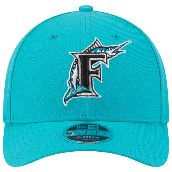 New Era Marlins Cooperstown Player Replica 9FORTY Cap - Men's - Teal/Black - Image 2