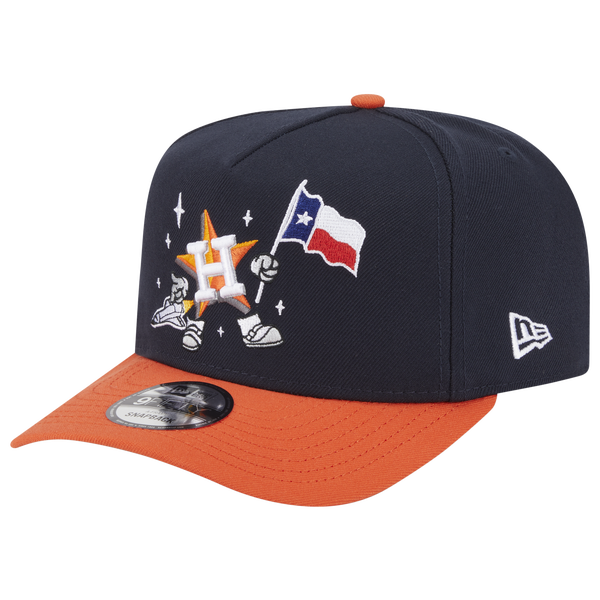 New Era Astros 9Fifty A-Frame Cartoon Cap - Adult - Navy/Orange