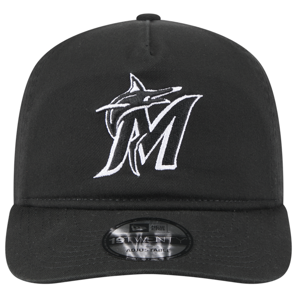 New Era Marlins Core 19TWENTY Cap - Adult - Black/Black/White - Image 2