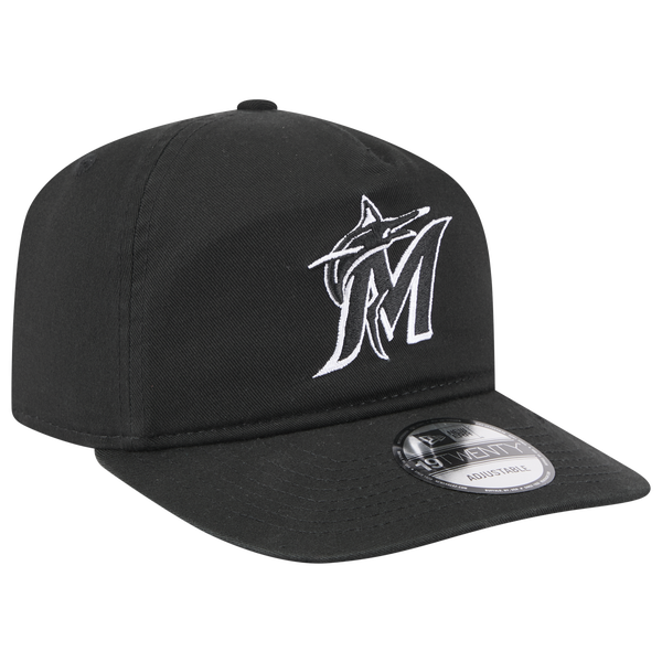 New Era Marlins Core 19TWENTY Cap - Adult - Black/Black/White - Image 3