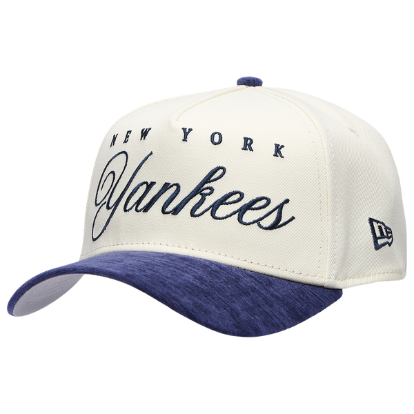 New Era Yankees 2 Tone Velvet Scrip Cap - Adult - White/Navy