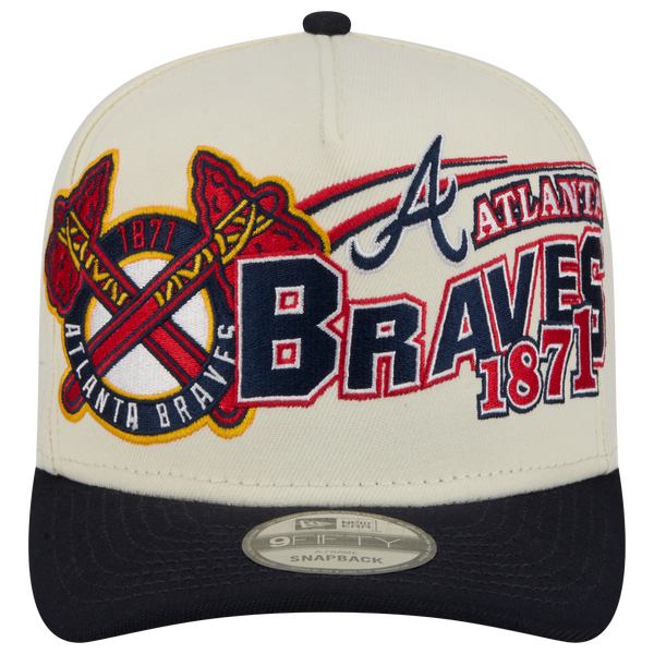 New Era Braves 9FIFTY A-Frame Classic Cap - Adult - White/Navy - Image 2