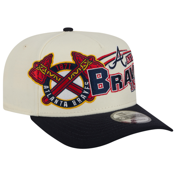 New Era Braves 9FIFTY A-Frame Classic Cap - Adult - White/Navy - Image 3