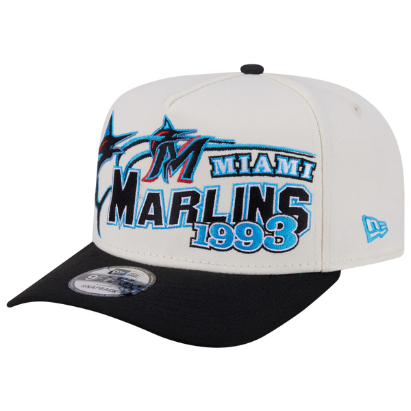 New Era Marlins 9FIFTY A-Frame Classic Cap - Adult - White/Black