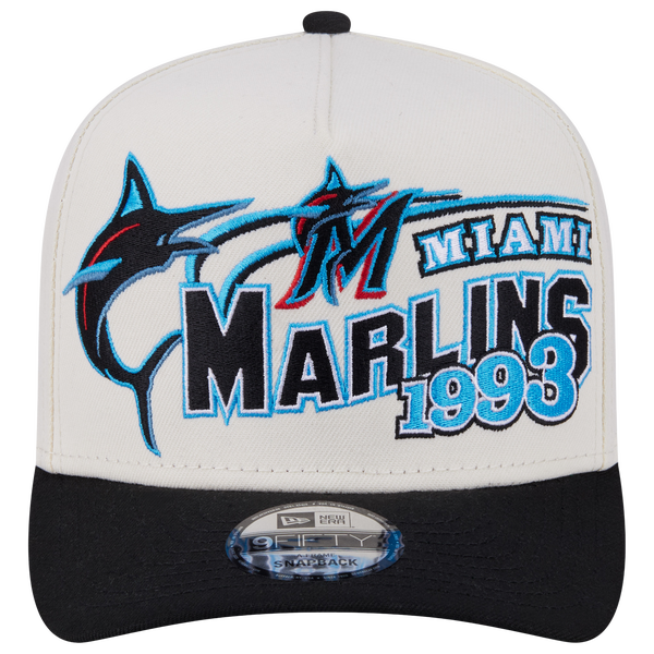 New Era Marlins 9FIFTY A-Frame Classic Cap - Adult - White/Black - Image 2