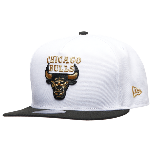 New Era Bulls 950AF Retro 12 Taxi Cap - Adult - White/Black/Gold