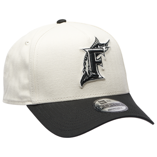 New Era Marlins 940AF Herringbone Cap - Adult - White/Black - Image 3