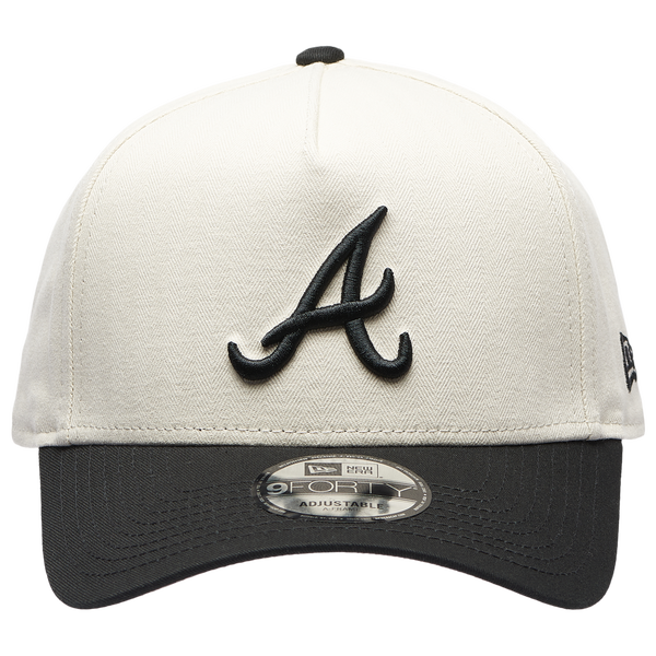 New Era Braves 940AF Herringbone Cap - Adult - White/Black - Image 2