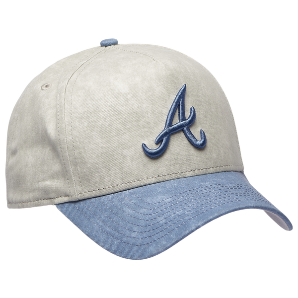 New Era Braves 9FORTY A-Frame Washed Cap - Adult - Grey/Navy - Image 3