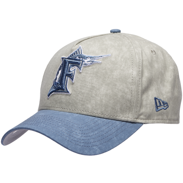 New Era Marlins 9FORTY A-Frame Washed Cap - Adult - Grey/Navy