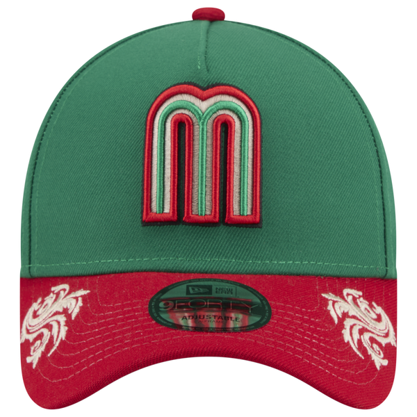 New Era Mexico 9FORTY A-Frame Script Wordmark Cap - Adult - Green/Red - Image 2