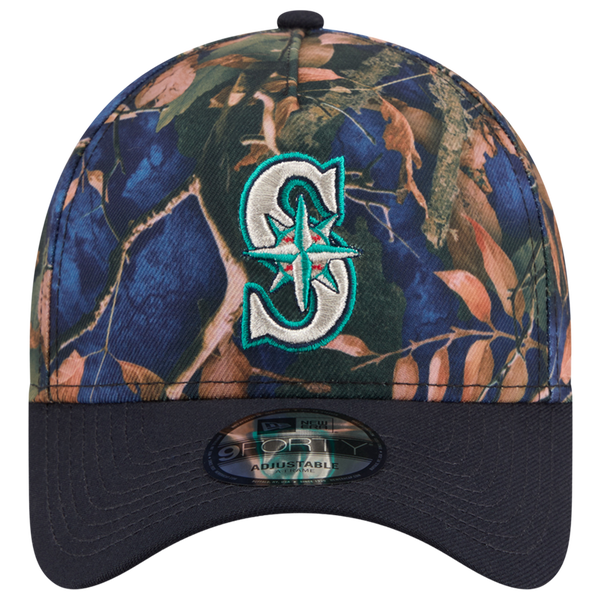 New Era Mariners 9FORTY A-Frame Leaves Cap - Adult - Multi/Blue - Image 2