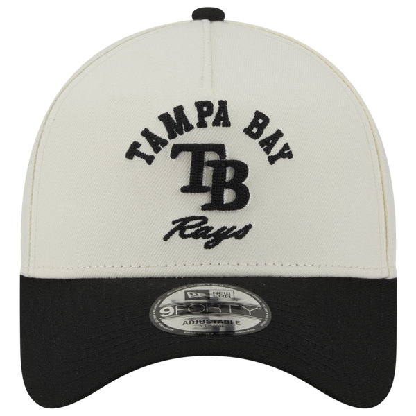 New Era Rays 9FORTY A-Frame UPSD Arch Cap - Adult - White/Black - Image 2