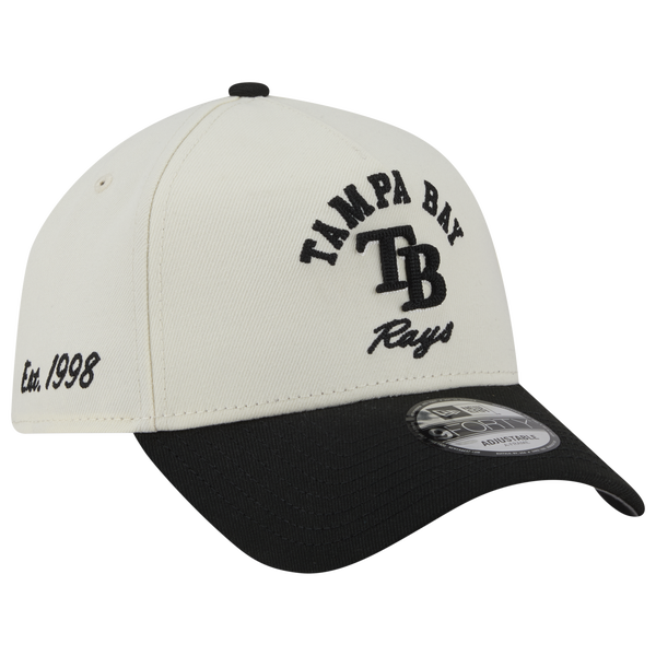 New Era Rays 9FORTY A-Frame UPSD Arch Cap - Adult - White/Black - Image 3