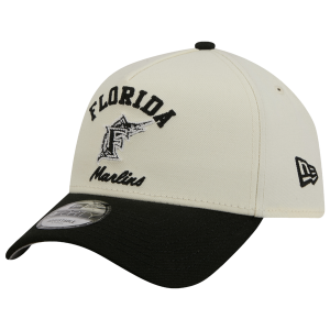 New Era Marlins 9FORTY A-Frame UPSD Arch Cap - Adult - White/Black