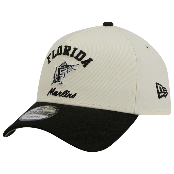 New Era Marlins 9FORTY A-Frame UPSD Arch Cap - Adult - White/Black