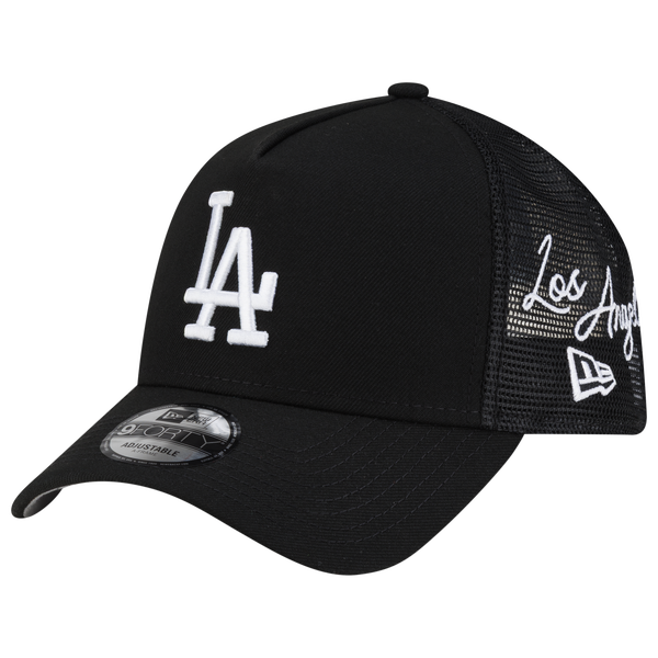 New Era Dodgers 940AF Script Trucker Cap - Adult - Black