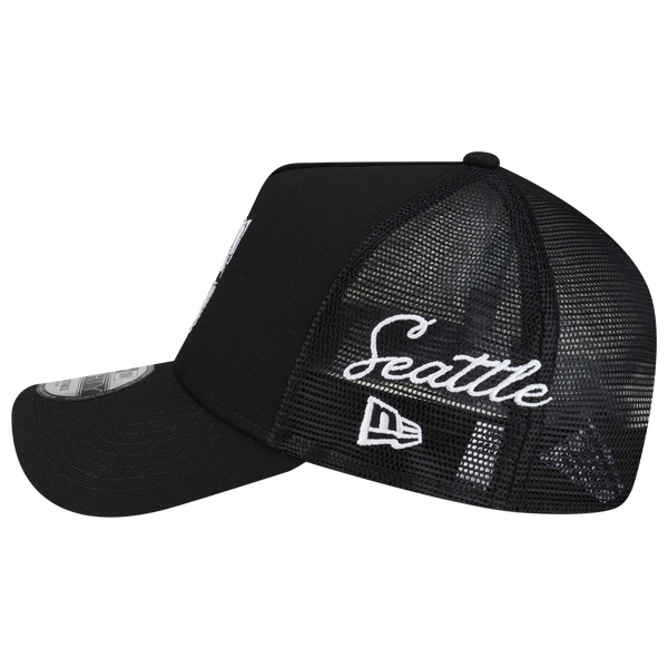 New Era Marieners 940AF Script Trucker Cap - Adult - Black - Image 6