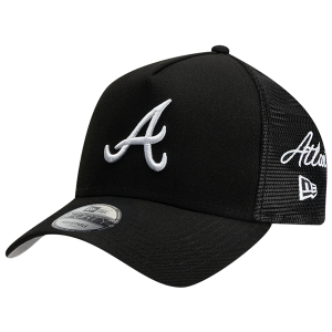 New Era Braves 940AF Script Trucker Cap - Adult - Black