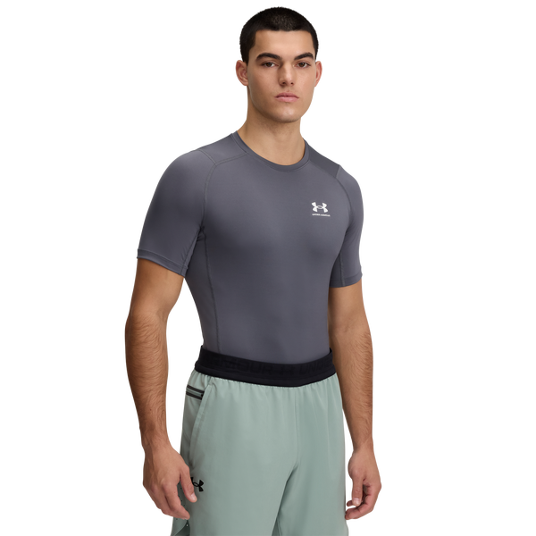 Under Armour HeatGear Compression S/S T-Shirt - Men's - Castlerock/White