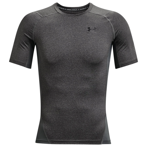 Under Armour HeatGear Compression S/S T-Shirt - Men's - Carbon Heather/Black - Image 2