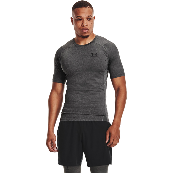 Under Armour HeatGear Compression S/S T-Shirt - Men's - Carbon Heather/Black - Image 4