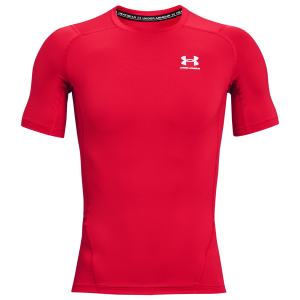 Under Armour HeatGear Compression S/S T-Shirt - Men's - White/Red