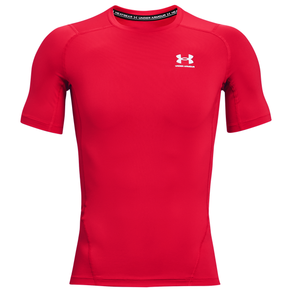 Under Armour HeatGear Compression S/S T-Shirt - Men's - White/Red - Image 2