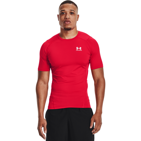 Under Armour HeatGear Compression S/S T-Shirt - Men's - White/Red - Image 4
